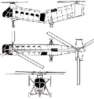 Схема вертолета H-21C Shawnee, увеличить рисунок