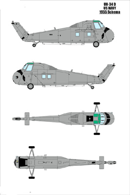 Схема вертолета H-34d, увеличить рисунок